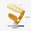 Wholesale Women's Geometric Hammer Pattern Stainless Steel Open Ring With 18K Goldplated Electroplating