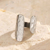 Wholesale Women's Geometric Hammer Pattern Stainless Steel Open Ring With 18K Goldplated Electroplating
