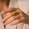 Wholesale Women's Geometric Hammered Electroplated Stainless Steel Open Ring