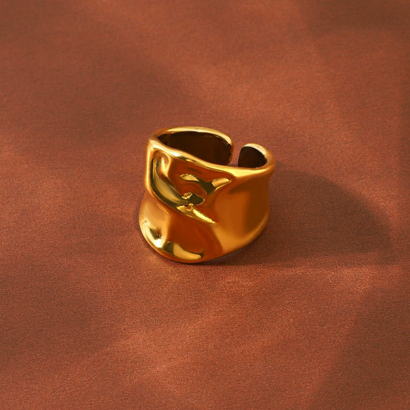 Wholesale Women's Geometric Hammered Electroplated Stainless Steel Open Ring