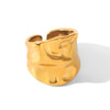 Wholesale Women's Geometric Hammered Electroplated Stainless Steel Open Ring