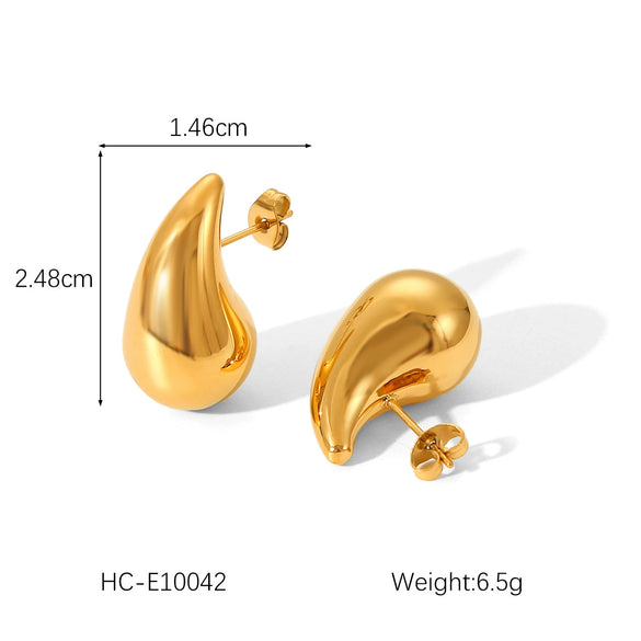 Wholesale Women's Geometric Hammered Stainless Steel Electroplated Water Drop Earrings