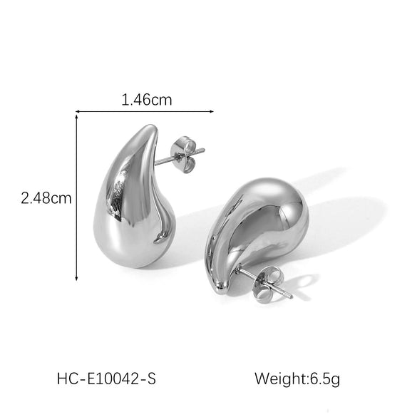 Wholesale Women's Geometric Hammered Stainless Steel Electroplated Water Drop Earrings