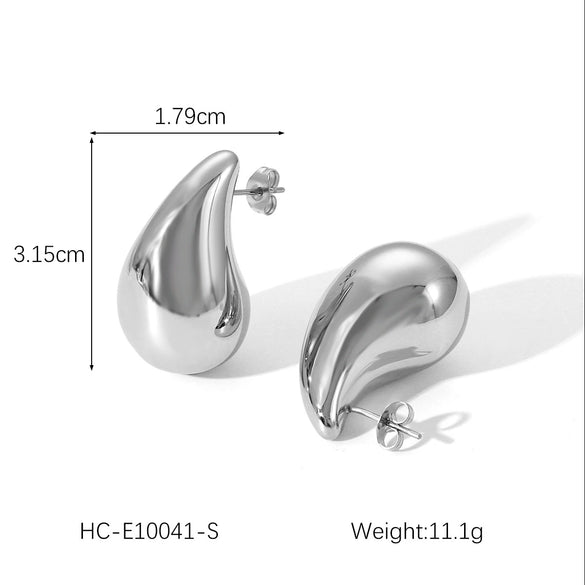 Wholesale Women's Geometric Hammered Stainless Steel Electroplated Water Drop Earrings