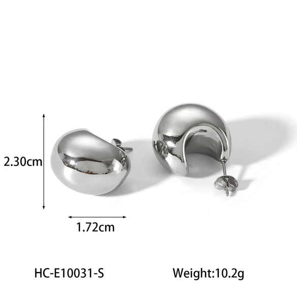 Wholesale Women's Geometric Hammered Stainless Steel Electroplated Water Drop Earrings