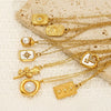 Wholesale Women's Geometric Heart And Flower Pattern Electroplated Titanium Steel Cross Chain Necklace