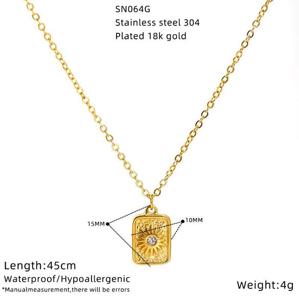 Wholesale Women's Geometric Heart And Flower Pattern Electroplated Titanium Steel Cross Chain Necklace