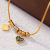 Wholesale Women's Geometric Heart Diamondencrusted 316L Stainless Steel 18K Gold Plated Love Bracelet Jewelry