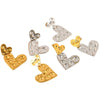 Wholesale Women's Geometric Heart Pendant Earrings Stainless Steel 18K Gold Plated Hammered Irregular Jewelry
