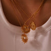 Wholesale Women's Geometric Heart Pendant Necklace Made Of Titanium Steel With 18K Gold Electroplating And Oshaped Chain