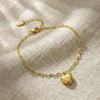 Wholesale Women's Geometric Heart Pendant Stainless Steel Bracelet 18K Gold Plated Minimalist Fashion Jewelry