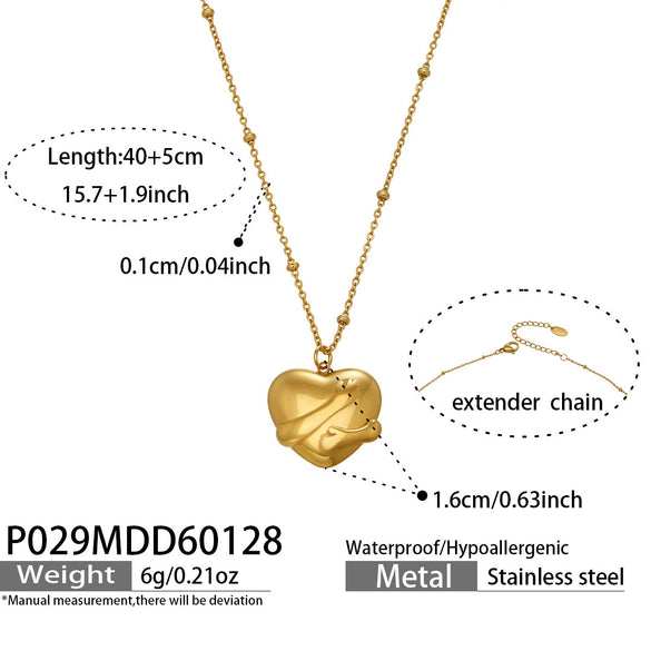Wholesale Women's Geometric Heart Pendant Stainless Steel Goldplated Necklace