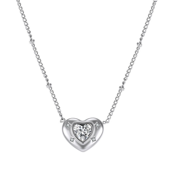 Wholesale Women's Geometric Heart Real Gold Electroplated Calendering Chain Necklace