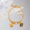 Wholesale Women's Geometric Heart Shape Diamondencrusted Stainless Steel 18K Gold Plated Love Bracelet Jewelry