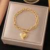 Wholesale Women's Geometric Heart Shape Electroplated Titanium Steel Bracelet Highend Accessory