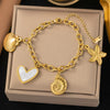 Wholesale Women's Geometric Heart Shape Electroplated Titanium Steel Bracelet Highend Accessory