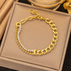 Wholesale Women's Geometric Heart Shape Electroplated Titanium Steel Bracelet Highend Accessory