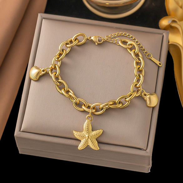 Wholesale Women's Geometric Heart Shape Electroplated Titanium Steel Bracelet Highend Accessory