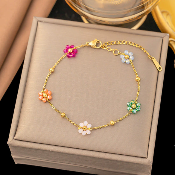 Wholesale Women's Geometric Heart Shape Electroplated Titanium Steel Bracelet Highend Accessory