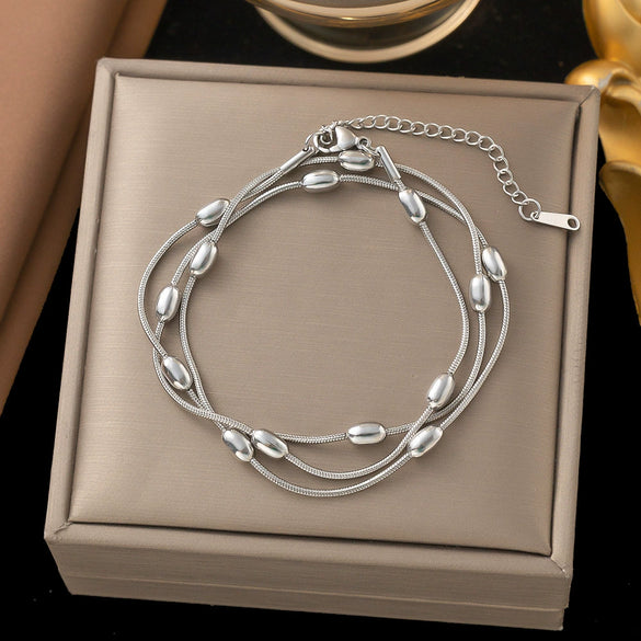 Wholesale Women's Geometric Heart Shape Electroplated Titanium Steel Bracelet Highend Accessory