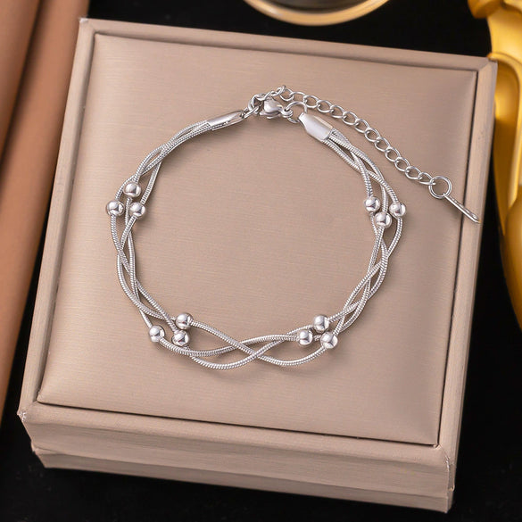 Wholesale Women's Geometric Heart Shape Electroplated Titanium Steel Bracelet Highend Accessory