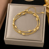 Wholesale Women's Geometric Heart Shape Electroplated Titanium Steel Bracelet Highend Accessory