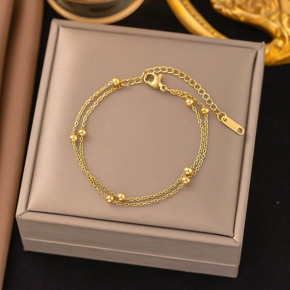 Wholesale Women's Geometric Heart Shape Electroplated Titanium Steel Bracelet Highend Accessory