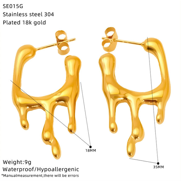 Wholesale Women's Geometric Heart Shape Electroplated Titanium Steel Pleated Earrings