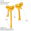 Wholesale Women's Geometric Heart Shape Electroplated Titanium Steel Pleated Earrings