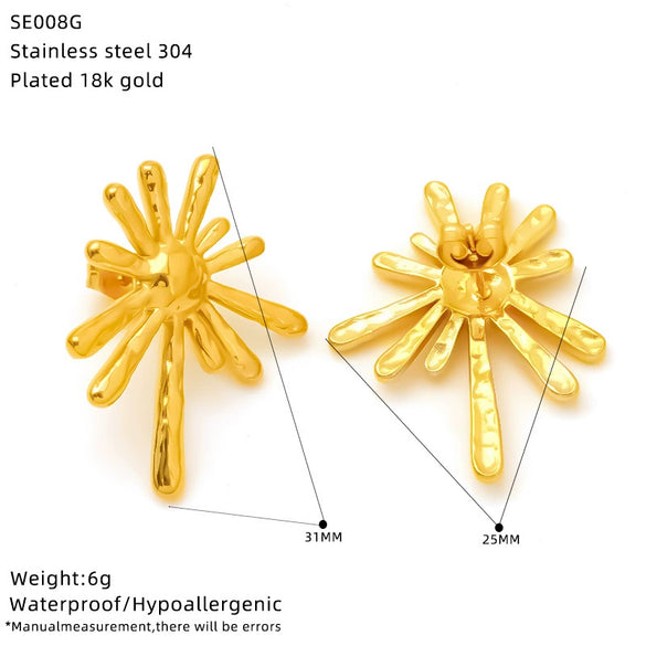 Wholesale Women's Geometric Heart Shape Electroplated Titanium Steel Pleated Earrings