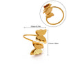 Wholesale Women's Geometric Heart Shape Inlaid With Gold Stainless Steel Doublelayer Butterfly Frosted Opening Adjustable Tail Ring Jewelry
