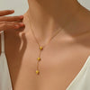 Wholesale Women's Geometric Heart Shape Titanium Steel 18K Goldplated Tassel Ochain Pendant Necklace