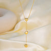 Wholesale Women's Geometric Heart Shape Titanium Steel 18K Goldplated Tassel Ochain Pendant Necklace