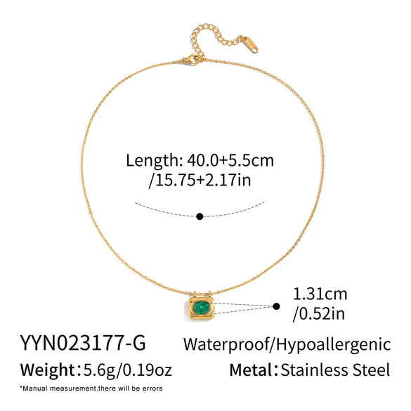 Wholesale Women's Geometric Heart Shape Zircon Pendant Necklace With Oshaped Stainless Steel Chain Real Gold Plated