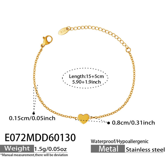 Wholesale Women's Geometric Heart Stainless Steel Electroplated Bracelet