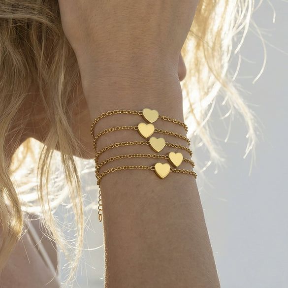 Wholesale Women's Geometric Heart Stainless Steel Electroplated Bracelet