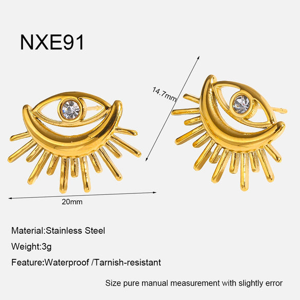 Wholesale Women's Geometric Heart Stainless Steel Vacuum Real Gold Plated Earrings