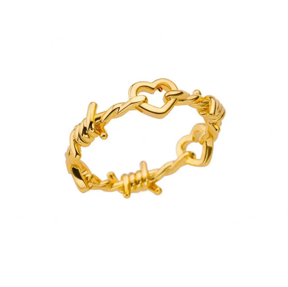 Wholesale Women's Geometric Heartshaped And Fruitshaped Inlaid With Gold Copper Ring Accessories