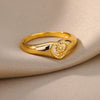 Wholesale Women's Geometric Heartshaped And Fruitshaped Inlaid With Gold Copper Ring Accessories