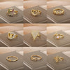 Wholesale Women's Geometric Heartshaped Copper Gold Inlaid Open Ring Jewelry