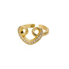 Wholesale Women's Geometric Heartshaped Copper Gold Inlaid Open Ring Jewelry