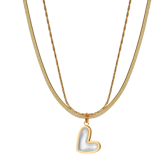 Wholesale Women's Geometric Heartshaped Electroplated Calendering Chain Necklace