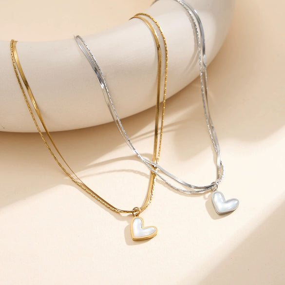 Wholesale Women's Geometric Heartshaped Electroplated Calendering Chain Necklace