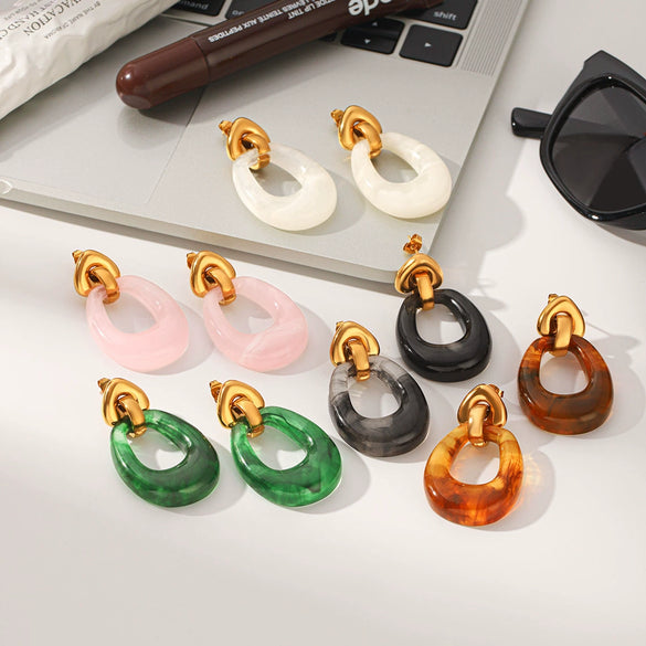 Wholesale Women's Geometric Heartshaped Electroplated Stainless Steel Earrings