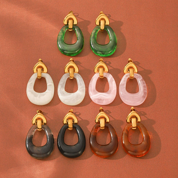 Wholesale Women's Geometric Heartshaped Electroplated Stainless Steel Earrings