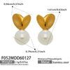 Wholesale Women's Geometric Heartshaped Imitation Pearl Stainless Steel Earrings With 18K Real Gold Plating
