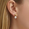 Wholesale Women's Geometric Heartshaped Imitation Pearl Stainless Steel Earrings With 18K Real Gold Plating