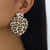Wholesale Women's Geometric Heartshaped Leopard Print Alloy Electroplated Earrings