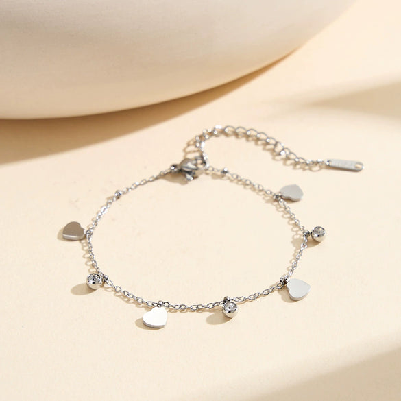 Wholesale Women's Geometric Heartshaped Rhinestone Stainless Steel Electroplated Bracelet
