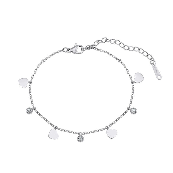 Wholesale Women's Geometric Heartshaped Rhinestone Stainless Steel Electroplated Bracelet